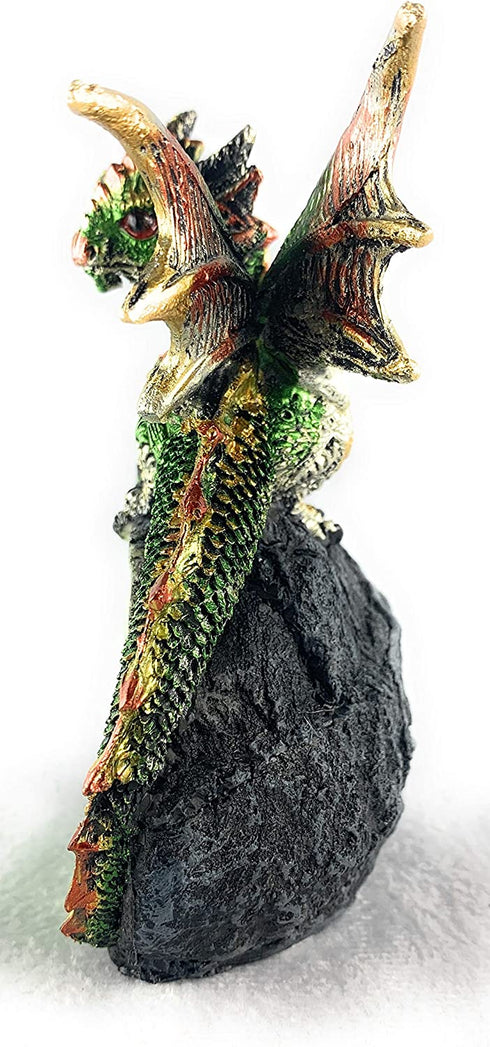 Aint It Nice Dragon Rock Faux Geode Cavern Sparkling Medieval Collectible Fantasy Figurine Statue Décor, 4 X 3 X 1.5 inches (Green)