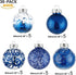 Wironlst 60mm/2.36" Christmas Ball Ornaments Shatterproof Clear Large Plastic Hanging Ball Decorative Baubles Set with Stuffed Delicate Decorations (30 Counts, Blue)