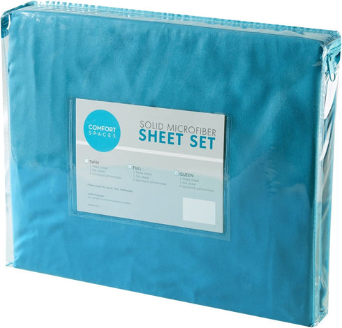 Comfort Spaces Microfiber Set 14" Deep Pocket, Wrinkle Resistant All Around Elastic-Year-Round Cozy Bedding Sheet, Matching Pillow Cases, King, Teal,CS20-0250