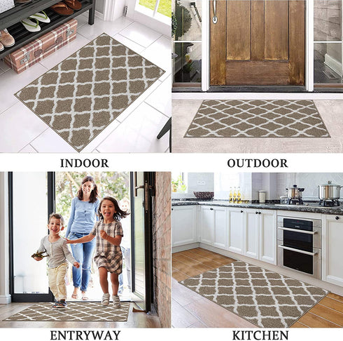 SHACOS Doormat 24"x36" Indoor Entrance Entryway Door Mat Non Slip Washable Front Door Rug Dirt Trapper Mat Entrance Rugs and Mats for Entry Mud Room Garage, Brown