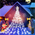 Outdoor Christmas Decorations Star Light,11.8 ft 344 LED Waterfall Tree Lights with Topper Star String Lights Plug in ,8 Lighting Mode Christmas Star Lights for Party Home Holiday Decor(Cool White)