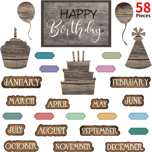 58 Pieces Happy Birthday Decorations for Classroom Mini Bulletin Board Set for Students, Birthday Banner Poster Accents for School Kids