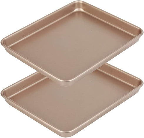 11 Inch Baking Sheets Pan Nonstick Set of 2, Walooza Cookie Sheet Replacement Toaster Oven Tray?Deep Size 1 inch Bakeware, Non Toxic & Heavy Duty & Easy Clean