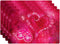 Valentine Placemats Set of 4 Pink Heart Placemats for Dining Table Reversible Heat Resistant Valentine's Day Cloth Placemat for Holiday Valentine Decorations
