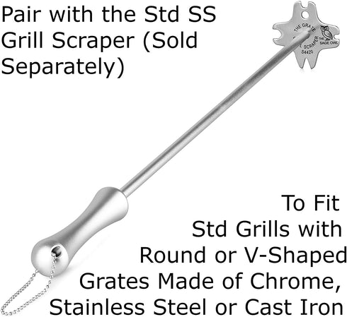 The Grate Grill Scraper Long Handle - Combine This with Your Grate Grill Scraper to Clean Your BBQ Grill While It is Still HOT! - Safer Than a Wire Brush