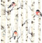 HaokHome 92075 Peel and Stick Forest Wallpaper Birch Tree Birds Mural White/Beige/Grey/Red Removable for Wall Decorations 17.7in x 118in