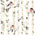 HaokHome 92075 Peel and Stick Forest Wallpaper Birch Tree Birds Mural White/Beige/Grey/Red Removable for Wall Decorations 17.7in x 118in
