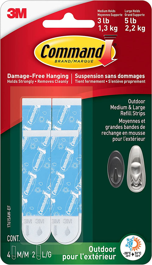 Command 17615AW-ES-E 051141976914 Outdoor Refill Strips, 4, White