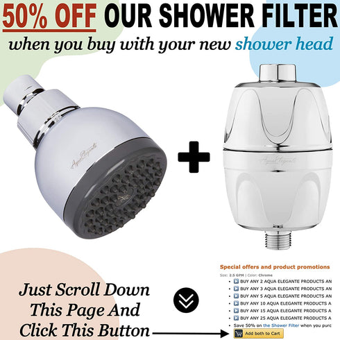 3 Inch High Pressure Shower Head - Best Pressure Boosting, Wall Mount, Bathroom Showerhead For Low Flow Showers, 2.5 GPM - Chrome