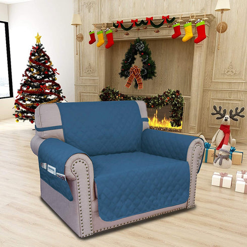 Easy-Going Sofa Slipcover Chair Cover Waterproof Couch Cover Washable Sofa Cover Non-Slip Fabric Furniture Protector with Pocket for Pets Covers Pets Kids Children Dog Cat (Chair, Peacock Blue)
