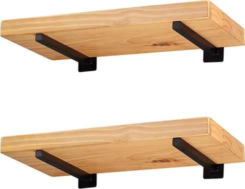 Floating Shelf Brackets 10 Inch, Heavy Duty Black Floating Shelving Bracket, Wall Mounted Decorative Industrial Metal Brackets for Shelves, Set of 4