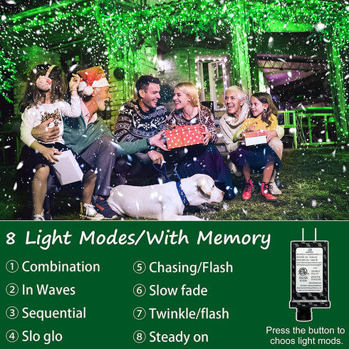 Christmas Lights Outdoor Decorations Iciclelights 39ft 450 LED Dripping Twinkle Ice String Light, 8 Modes Plug in Waterproof Fairy Curtain Lights for House Holiday Patio Yard Party Decor(Green)