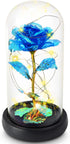 Valentines Day Gifts for Women, Birthday Gifts Thanksgiving Gifts Forever Preserved Rose Flower Gifts Beauty and The Beast Rose in Glass Dome with Warm Light, Unique Gift for Her Women Mom (Blue)