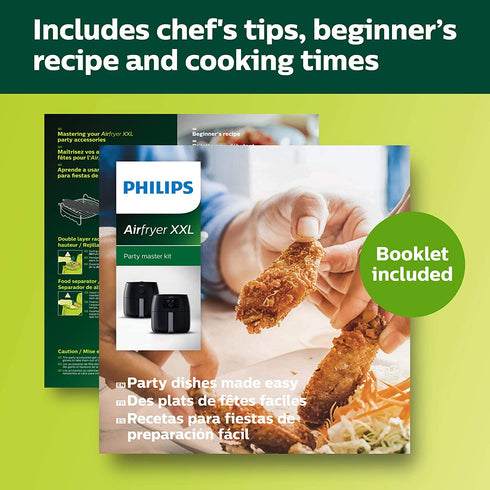 Philips Kitchen Appliances Party Accessory Kit with Double Layer Rack and Basket divider, Philips Airfryer XXL models, Silver