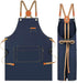 RockyToy Chef Apron with Cross Back Straps for Men Women, Cotton Canvas Apron for Artists Painting, Kitchen Cooking