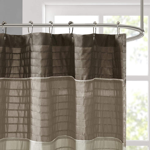 Amherst Fabric Brown Shower Curtain , Pieced Transitional Simple Shower Curtains for Bathroom , 72 X 72 , Natural