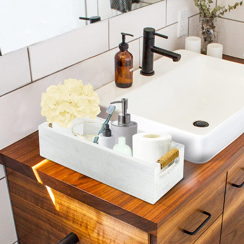 Bathroom Decor Box with Mason Jar and Artificial Flower Toilet Paper Storage Basket Toilet Tank Tray Decorative Box for Bathroom Countertop Kitchen Tabke Livingroom Home Decor