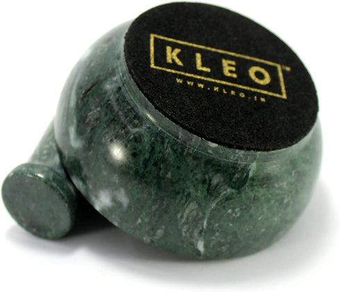 KLEO 4" Diameter Natural Stone Mortar and Pestle Set as Spice Grinder, Medicine Masher - Okhli and Musal (Green Shallow)