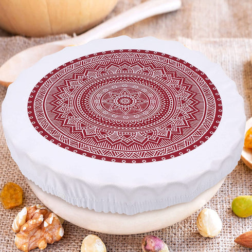 12 Pieces Reusable Bowl Covers Elastic Food Covers Fabric Bowl Covers with 5 Sizes Rustic Cloth Stretchy Dish Covers Washable Food Cover for Bread Proofing Kitchen Container (Mandala Style)