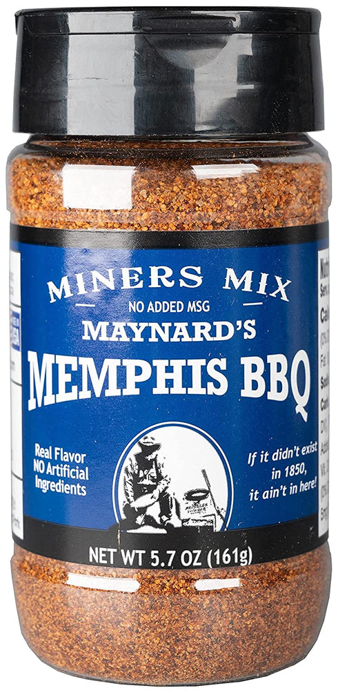 Miners Mix Maynards Memphis Championship BBQ DRY Rub – Big Bold Flavor For Low N Slow Smoking Spare Ribs, Baby Backs, Butts, Pulled Pork, Brisket and Beef - No MSG, Low Salt (5.7 Ounce - Pack of 1)