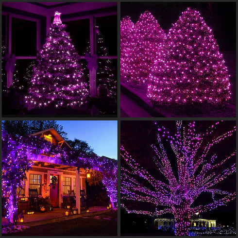 Purple Halloween Lights with Black Wire, 66 Feet 200 Count UL Certified Christmas Lights, Pack of 2 Sets 33 Ft 100 Count Incandescent Mini Lights Set (Purple - Black Wire)
