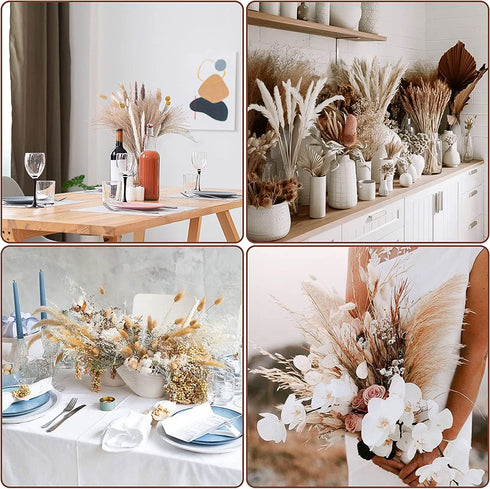 Mckanti Dried Pampas Grass, 80 Pcs Natural Pampas Grass, with 6 Colors DIY 17.7" Pampas Grass Dried Flowers, Boho Home Wedding Party Decor.