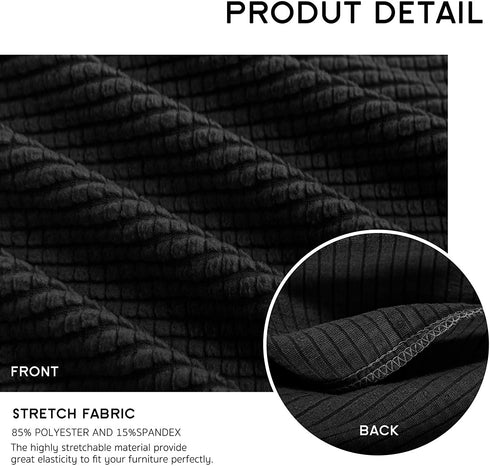 Hokway Stretch Couch Cushion Slipcovers Reversible Cushion Protector Slipcovers Sofa Cushion Protector Covers(Black, Large)