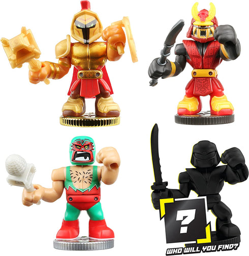 Akedo Ultimate Arcade Warriors - Warrior Collector 4 Pack - 3 Mini Battling Action Figures: Battlemax, Loco Grande & Mizuchi and one Hidden Mini Battling Action Figure!, Multicolor (14248)