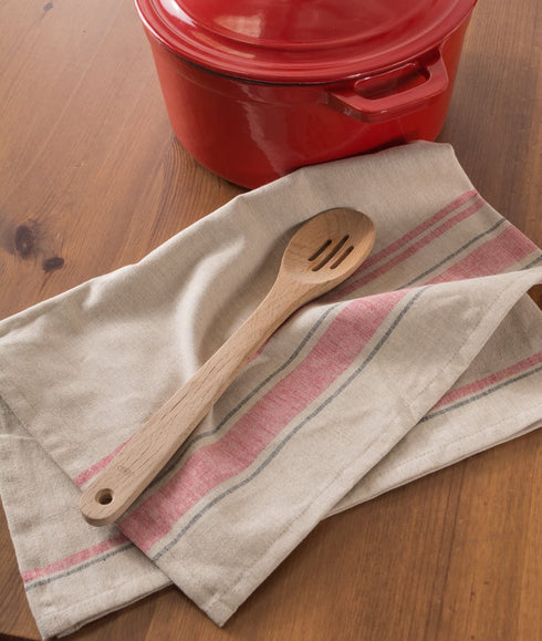 DII Cotton Oversized French Stripe Dish Towels, 20 x 30 Set of 3, Monogrammable Country Farmhouse Flour Sack Tea Towels Red