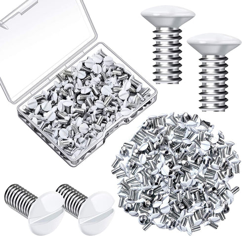 120 Pieces Wall Switch Plate White Screws 5/16 Inch Long 6-32 Thread Switch Cover Metal Panels Screws Oval Head Replacement Socket Screws Milling Slot Screws for Wall Light Switch Panels (White)