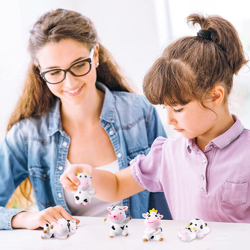 14 Pieces Mini Cute Cow Animals Miniature Figurines Toys Cow Cake Toppers Resin Garden Miniature Moss Landscape DIY Terrarium Crafts Ornament for Cake Decoration Garden Home Party Decor