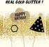 36 Pieces Gold Birthday Photo Booth Props, Large Gold Birthday Party Photobooth Props with Glitter for Girl Woman Birthday Parties Supplies (Black, Gold)