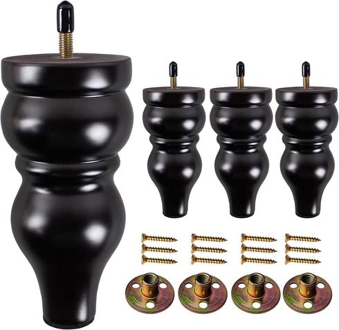 6 inch Legs for Furniture Set of 4 Wood Couch feet Set of 4 for Sofa Armchair Ottoman Coffee Table etc (6 inch Legs)