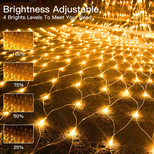 Ollny Christmas Net Lights 200 LED 9.8x6.6ft Outdoor Mesh Lights Connectable Waterproof 8 Modes&Timer Remote Plug in Fairy String Lights for Bush Xmas Garden Wedding Holiday Decorations Warm White