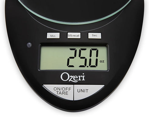 Ozeri Pro II Digital Kitchen Scale with Removable Glass Platform and Countdown Kitchen Timer (1 g to 12 lbs Capacity)
