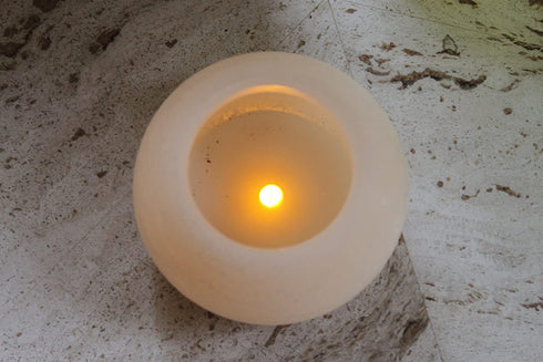 EcoGecko 4.63 Inch Round Wax Sphere LED Flameless Candle with 5 Hour Timer, AA Batteries, Super Long Battery Life