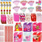 168 Pcs Valentine Stationery Set with Drawstring Treat Bags for Kids Party, Classroom Exchange Prizes, includes Notebooks, Rulers, Erasers, and Pencil