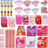 168 Pcs Valentine Stationery Set with Drawstring Treat Bags for Kids Party, Classroom Exchange Prizes, includes Notebooks, Rulers, Erasers, and Pencil