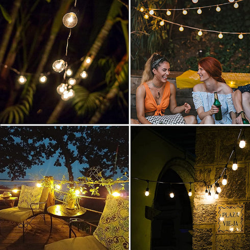 LED Outdoor String Lights, Outdoor Patio Lights, Shineled Waterproof IP64 Commercial Connectable Porch Lights with 12 G40 Globe Plastic Bulbs (2 Spare) for Patio, Backyard, Garden, Bistro, Café (25FT)