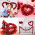 Valentines Day Red Heart Tinsel Garland, 39.3 ft Valentines Decor, Red Shiny Garland, Hanging Metallic Tinsel Ornaments, Valentines Day Decorations for Tree Wreath Wedding Party Decoration Supplies