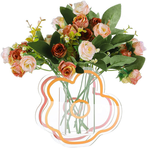 VOSAREA Pink Acrylic Cloud Shaped Flower Vase Make Up Brush Pen Holder Elegant Modern Contemporary Design Vase for Home Office Wedding Decor
