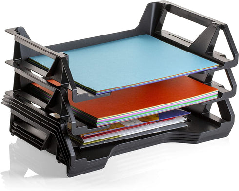 Officemate OIC Achieva Side Load Letter Tray, Recycled, Black, 6 Pack (26212)
