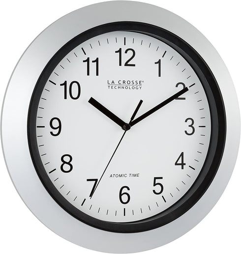 La Crosse Technology WT-3129S 12 Inch Atomic Analog Wall Clock-Silver, 12"