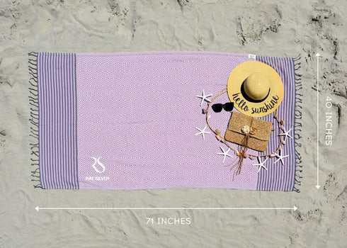 Ray Silver Premium Turkish Beach Towel 100% Cotton-Quick Dry Turkish Bath Towel 71?x40?(100x180 cm)-Prewashed Peshtemal Blanket-Thin Light Weight Travel SPA Pool Bath Beach Gym Pool (Light Pink/Grey)