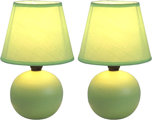 Simple Designs LT2008-GRN-2PK Mini Ceramic Globe 2 Pack Table Lamp Set, Green, 2 Count