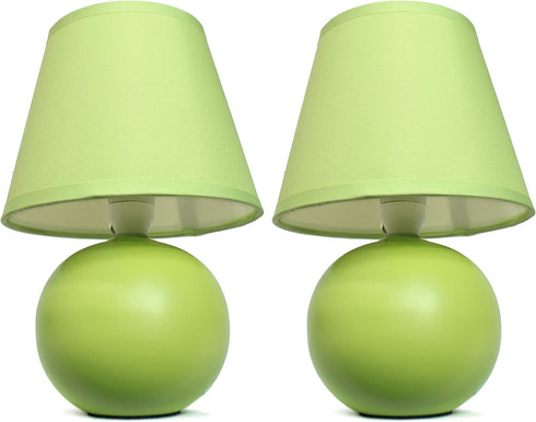 Simple Designs LT2008-GRN-2PK Mini Ceramic Globe 2 Pack Table Lamp Set, Green, 2 Count