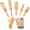 Bamboo Spurtle Set Pack of 6, Kitchen Spatula Set, Bamboo Utensils for Cooking, Bamboo Spoons for Cooking with Holder and Box Packaging, Spatulas for Nonstick Cookware