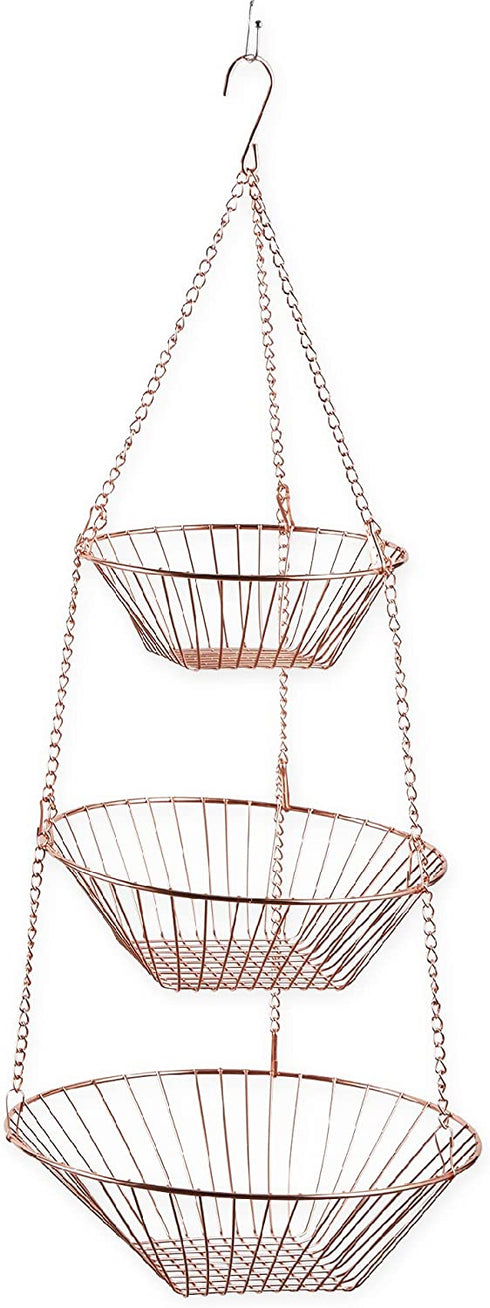 RSVP International Hanging Storage Collection 3-Tier Baskets, Copper Wire