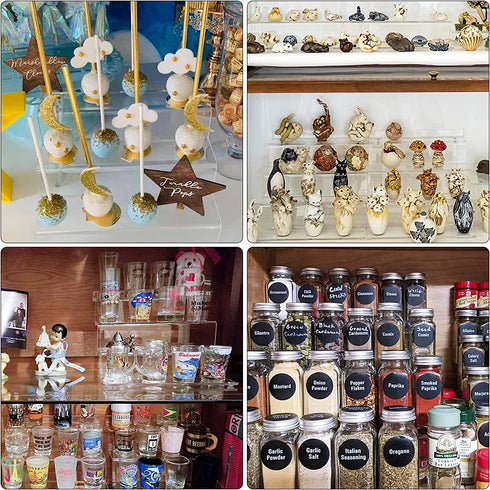 Clear Acrylic Display Riser Shelf for Funko POP, Perfume Makeup Organizer and Pokemon Amiibo Action Figure Holder, 12 in Cupcake Stand, Lego Collectibles Display Stand