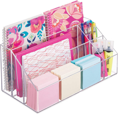 iDesign Clarity Cosmetic Palette Organizer for Vanity or Cabinet to Hold Makeup, Nail Polish, Cosmetic Accessories - 5 Compartments, Clear